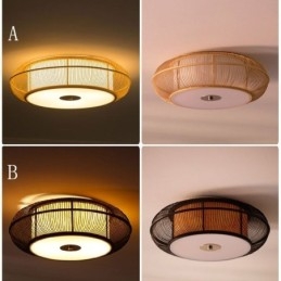 Lampada da soffitto rotonda giapponese creativa con montaggio a filo in bambù speciale cinese