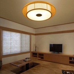 Lampada da soffitto rotonda giapponese creativa con montaggio a filo in bambù speciale cinese