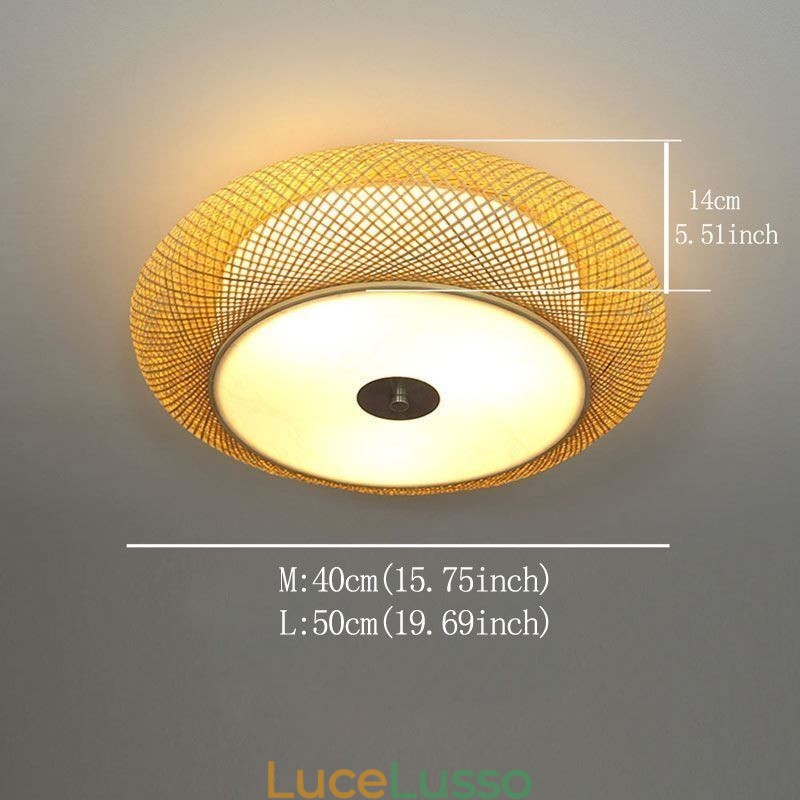 Moderna illuminazione da soffitto cinese intrecciata a filo in bambù
