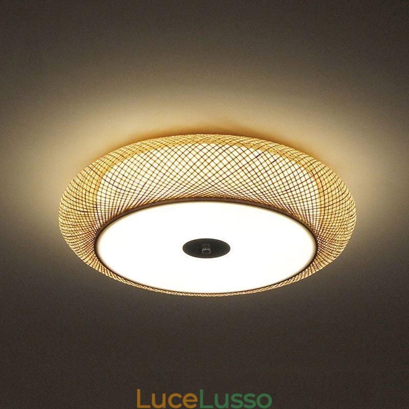Moderna illuminazione da soffitto cinese intrecciata a filo in bambù