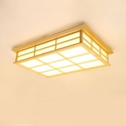 Lampada da soffitto giapponese cubica Illuminazione da soffitto in legno massello