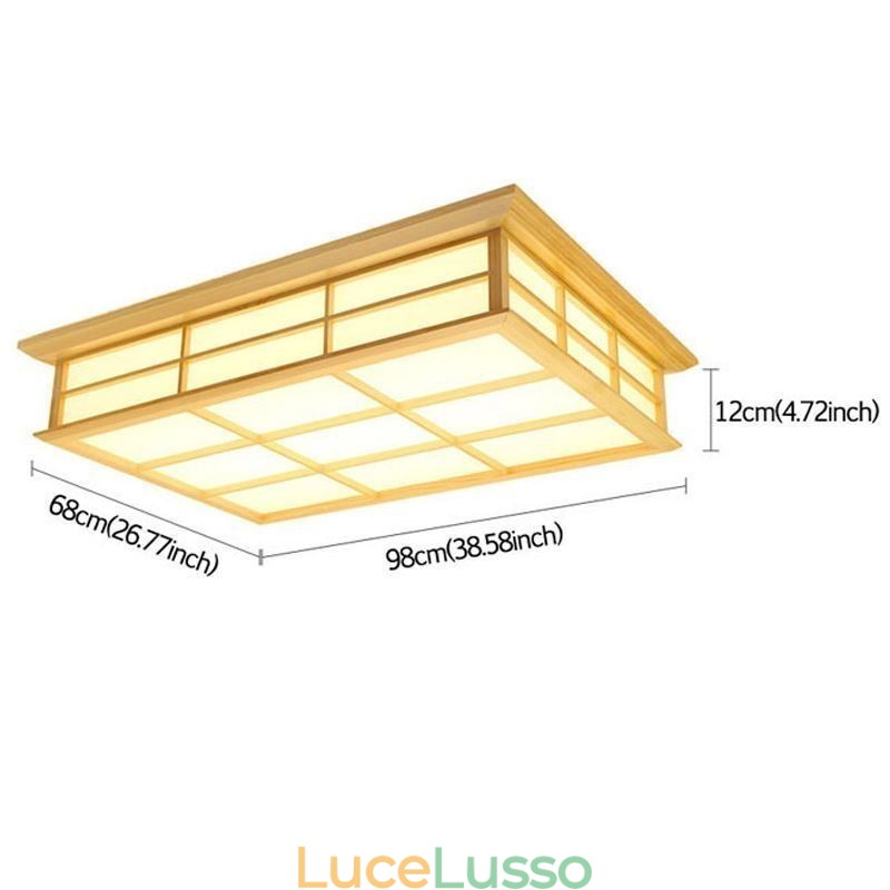 Lampada da soffitto giapponese cubica Illuminazione da soffitto in legno massello