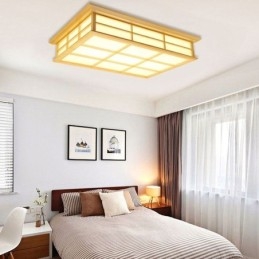 Lampada da soffitto giapponese cubica Illuminazione da soffitto in legno massello