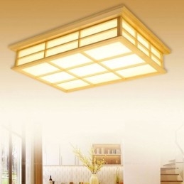 Lampada da soffitto giapponese cubica Illuminazione da soffitto in legno massello