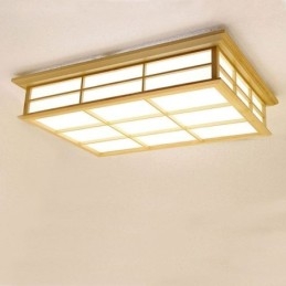 Lampada da soffitto giapponese cubica Illuminazione da soffitto in legno massello