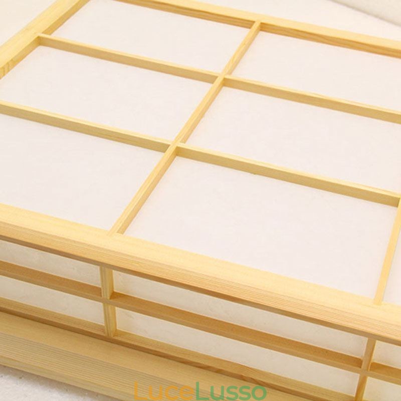 Lampada da soffitto giapponese cubica Illuminazione da soffitto in legno massello