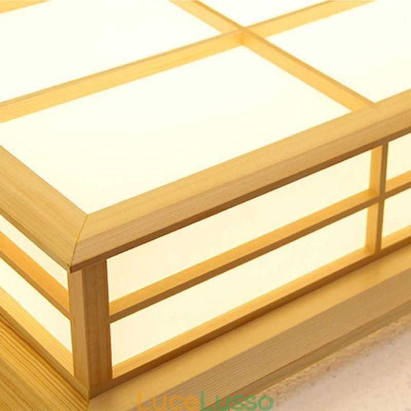 Lampada da soffitto giapponese cubica Illuminazione da soffitto in legno massello