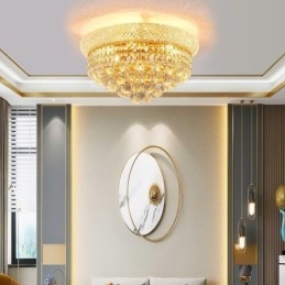 Lampada da soffitto in cristallo di lusso con montaggio a filo europeo