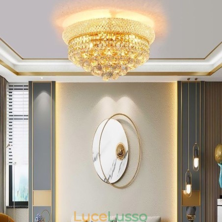 Lampada da soffitto in cristallo di lusso con montaggio a filo europeo Lampada da soffitto in cristallo di lusso con montaggio a filo europeo