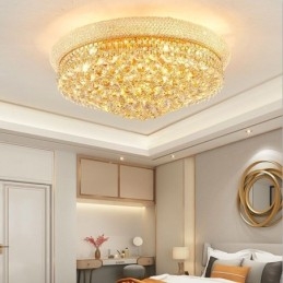 Lampada da soffitto in cristallo di lusso con montaggio a filo europeo