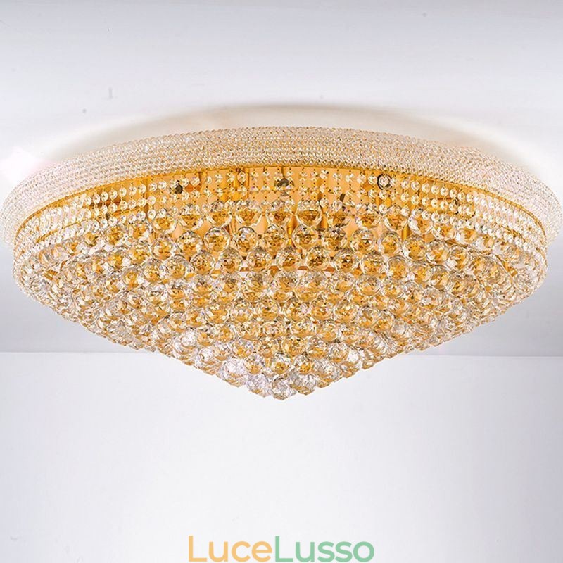 Lampada da soffitto in cristallo di lusso con montaggio a filo europeo