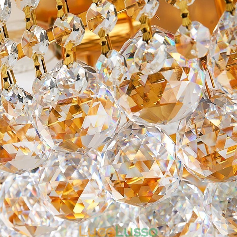 Lampada da soffitto in cristallo di lusso con montaggio a filo europeo
