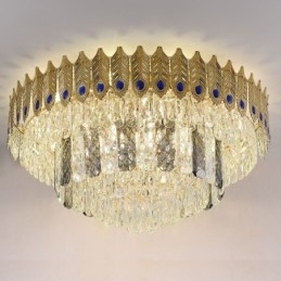 Lampada da soffitto decorativa di lusso in oro con coda di fenice elettrolitica rotonda a filo in cristallo