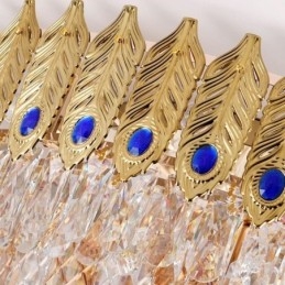 Lampada da soffitto decorativa di lusso in oro con coda di fenice elettrolitica rotonda a filo in cristallo