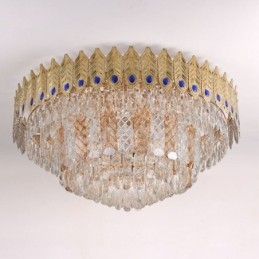 Lampada da soffitto decorativa di lusso in oro con coda di fenice elettrolitica rotonda a filo in cristallo