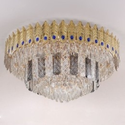 Lampada da soffitto decorativa di lusso in oro con coda di fenice elettrolitica rotonda a filo in cristallo