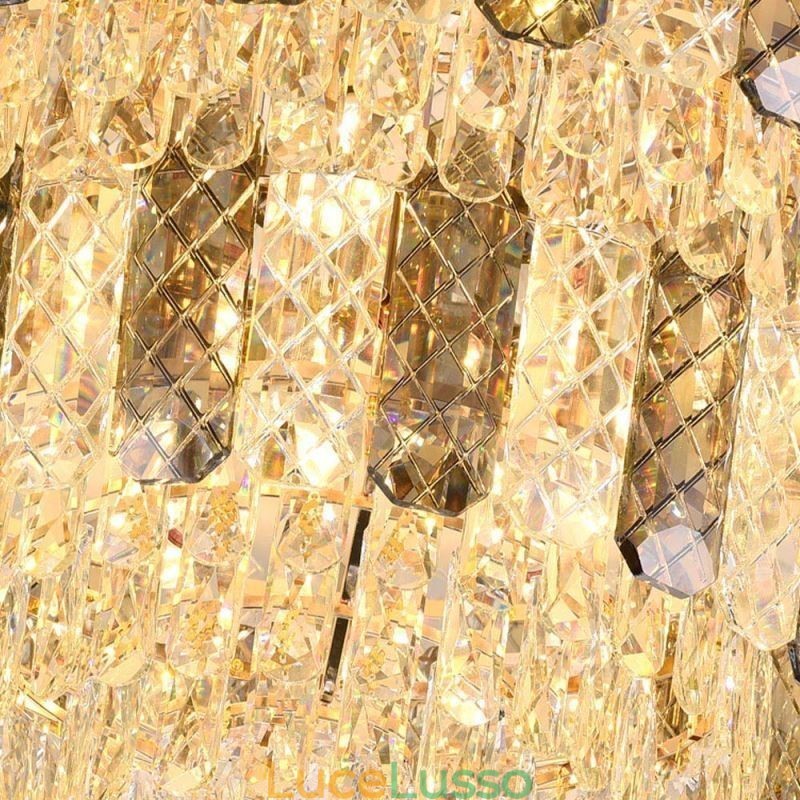 Plafoniera decorativa di lusso rotonda a doppio strato con montaggio a filo in cristallo da 80 cm