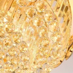 Plafoniera decorativa di lusso in oro placcato con montaggio a filo in cristallo, rotonda, 80 cm