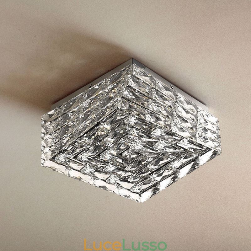 Lampada da soffitto in cristallo a filo, dimmerabile a tre colori