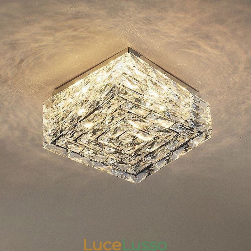 Lampada da soffitto in cristallo a filo, dimmerabile a tre colori
