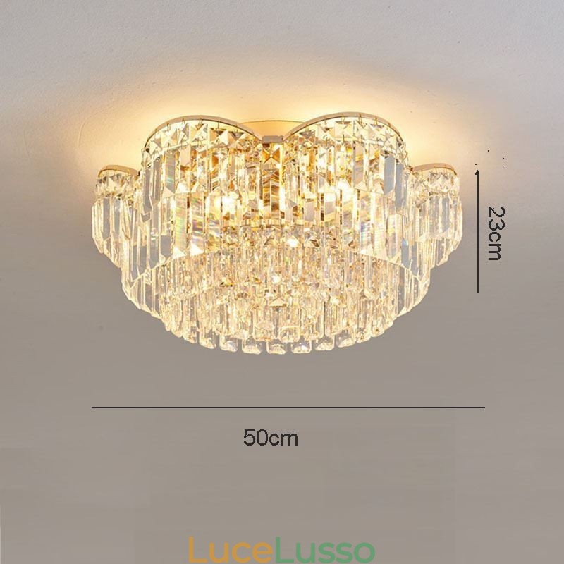 Plafoniera decorativa in cristallo di lusso con montaggio a filo