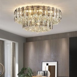 Lampada da soffitto decorativa in cristallo grigio fumo con montaggio a filo