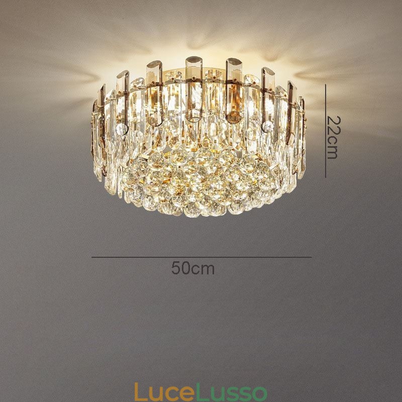 Lampada da soffitto decorativa in cristallo grigio fumo con montaggio a filo