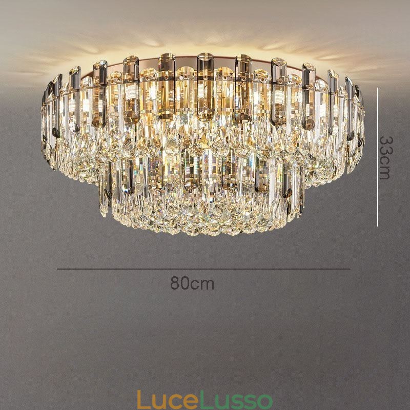 Lampada da soffitto decorativa in cristallo grigio fumo con montaggio a filo