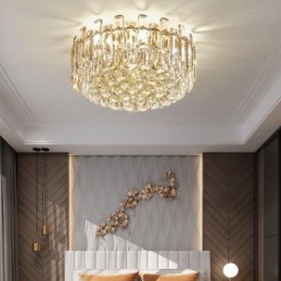 Lampada da soffitto decorativa in cristallo di lusso con montaggio a filo e decorazione rotonda in cristallo