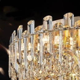 Lampada da soffitto decorativa in cristallo di lusso con montaggio a filo e decorazione rotonda in cristallo