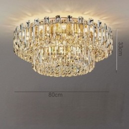 Lampada da soffitto decorativa in cristallo di lusso con montaggio a filo e decorazione rotonda in cristallo