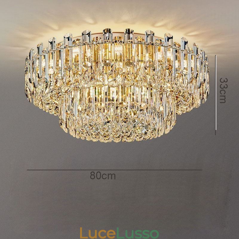 Lampada da soffitto decorativa in cristallo di lusso con montaggio a filo e decorazione rotonda in cristallo