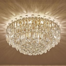 Lampada da soffitto decorativa in cristallo di lusso con montaggio a filo e decorazione rotonda in cristallo