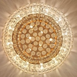 Lampada da soffitto decorativa in cristallo di lusso con montaggio a filo e decorazione rotonda in cristallo