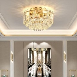 Apparecchi di illuminazione da soffitto con decorazione in cristallo rotondo a filo