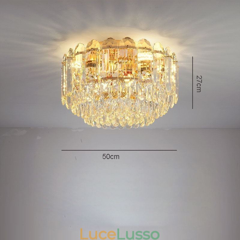 Apparecchi di illuminazione da soffitto con decorazione in cristallo rotondo a filo