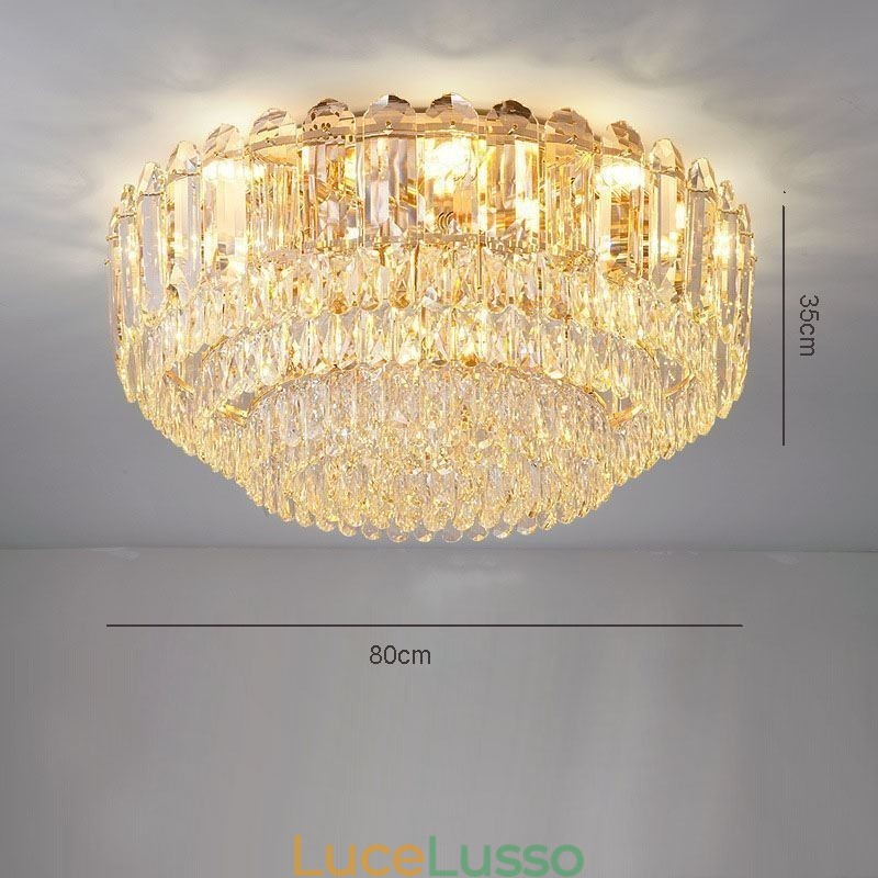 Apparecchi di illuminazione da soffitto con decorazione in cristallo rotondo a filo