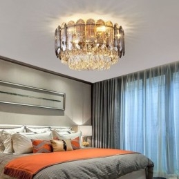 Lampada da soffitto decorativa in cristallo grigio fumé con montaggio a filo