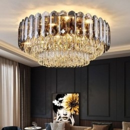 Lampada da soffitto decorativa in cristallo grigio fumé con montaggio a filo