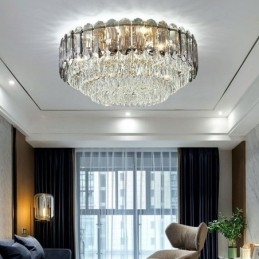 Lampada da soffitto decorativa in cristallo grigio fumé con montaggio a filo