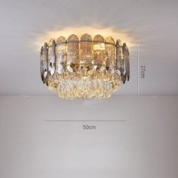 Lampada da soffitto decorativa in cristallo grigio fumé con montaggio a filo