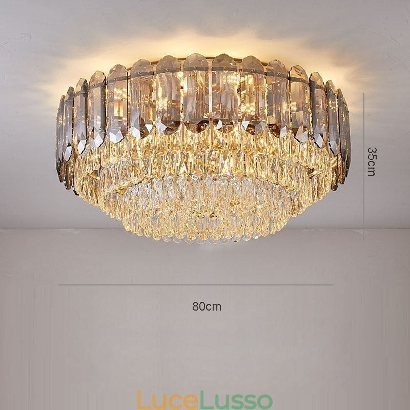 Lampada da soffitto decorativa in cristallo grigio fumé con montaggio a filo