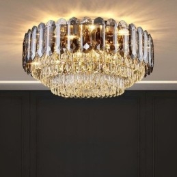 Lampada da soffitto decorativa in cristallo grigio fumé con montaggio a filo