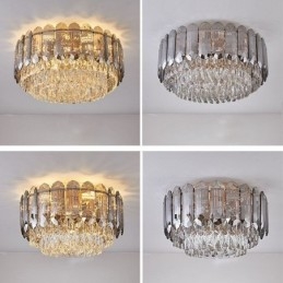 Lampada da soffitto decorativa in cristallo grigio fumé con montaggio a filo