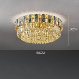 Lampada da soffitto in cristallo con paralume in conchiglia di cristallo e decorazione rotonda a filo