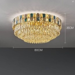 Lampada da soffitto in cristallo con paralume in conchiglia di cristallo e decorazione rotonda a filo