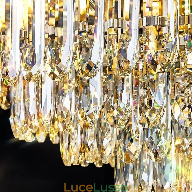 Lampada da soffitto in cristallo con paralume in conchiglia di cristallo e decorazione rotonda a filo