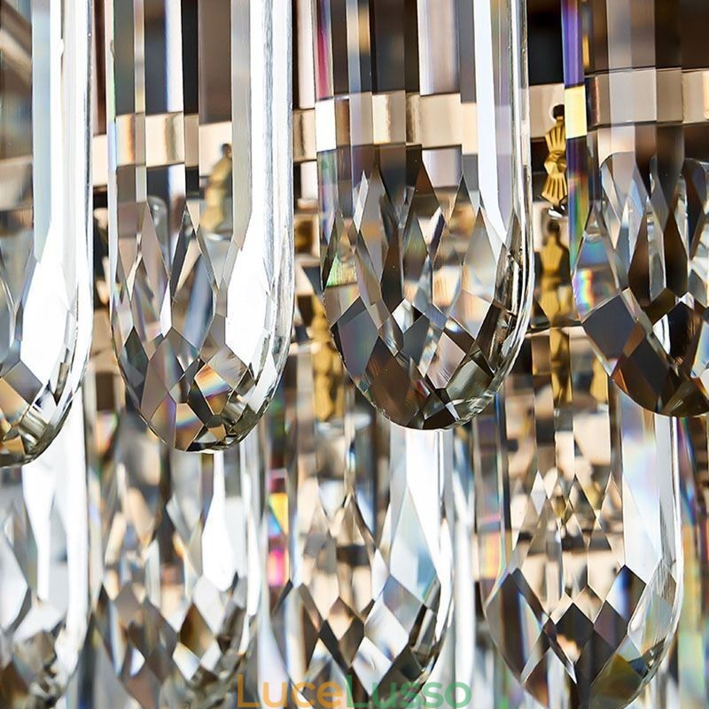 Lampada da soffitto in cristallo con paralume in conchiglia di cristallo e decorazione rotonda a filo