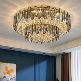 Lampada da soffitto rotonda moderna semplice da montare a filo in cristallo, lampada da pranzo