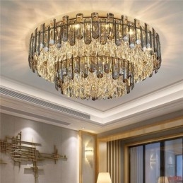 Lampada da soffitto rotonda moderna semplice da montare a filo in cristallo, lampada da pranzo